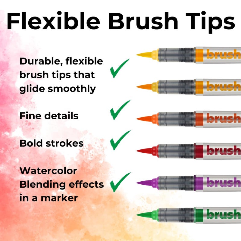 Karin Brushmarker Pro 12pc Flower Colors brush tip markers Set, Blendable, Water-Based, Brush Markers for Adults and Artists, 12 Mixable Colors, Adult Markers for Coloring Books and more - Image 5